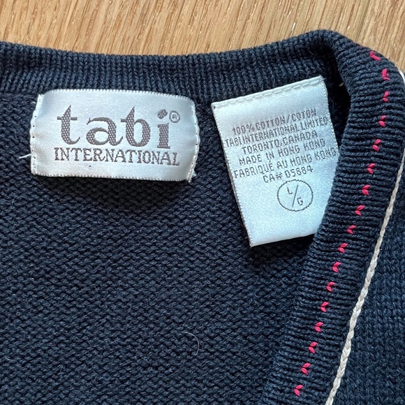 Tabi Black Cotton Cardigan Vest with Playful Embroidered Graphics - Picture 3 of 9